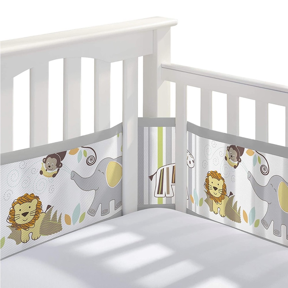 BreathableBaby Breathable Mesh Crib Liner Safari Fun Too